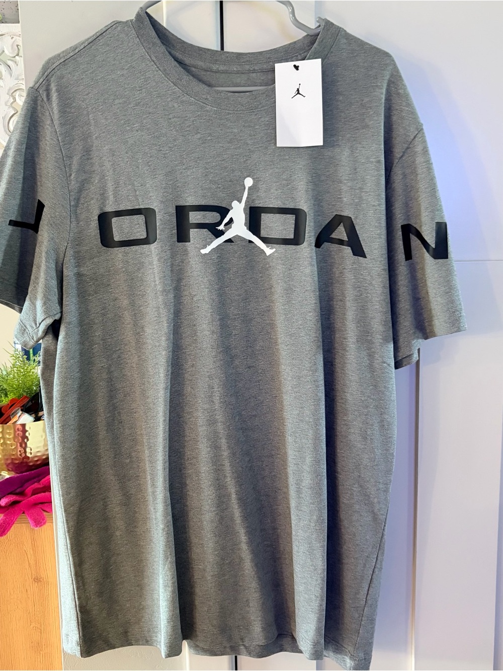NWT Jordan Men's Gray Logo T-Shirt Large